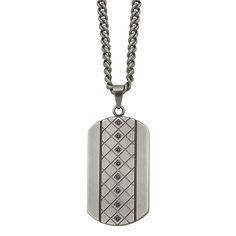 Add a unique accessory to your collection with this black cubic zirconia dog tag necklace. Add a unique accessory to your collection with this black cubic zirconia dog tag necklace. Metal: stainless steel Chain length: 22 in. + 2 1/4-in. extender Packaging: boxed Finish: satin Chain type: curbSTONE DETAILS Stone type: black cubic zirconia Shape: round Setting: prong Size: 22". Color: White. Gender: male. Age Group: adult. Cubic Zirconia Jewelry, Bow Jewelry, Cz Necklace, White Necklace, Black Jewelry, Black Necklace, Jewelry Companies, White Stone, Stainless Steel Necklace