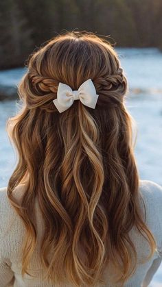 Easy Kid Hairstyles For Long Hair, Young Bridesmaid Hair, Cute Hairstyle Ideas For School, Hair Styles With Bows Women, Sunday Hairstyles Church, Cute Hairstyles For Short Hair For Kids, Short Hair Styles For Kids, Cute Hairstyles For Church, Hairstyles Middle Part