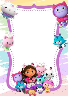 a girl surrounded by stuffed animals in front of an empty sign with space for text