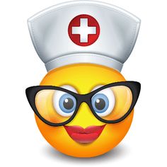 an emoticon wearing glasses and a nurse's hat