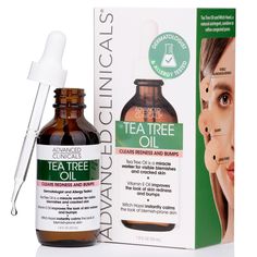 Tea Tree sounds quite sweet, but it is a tough ingredient for reducing skin problems like acne, bumps, blemishes, and redness. Looking for a clearer complexion? This antioxidant-rich, restorative blend of Tea Tree Oil, Vitamin E, Witch Hazel, and Sunflower Extract will help penetrate your pores for deep hydration and deliver skin-saving benefits to relieve and calm irritated skin. Enriched with Fractionated Coconut Oil to refine and soothe stressed out pores due to acne medication and environmen Tea Tree Oil For Face, Tea Tree Skincare, Witch Hazel Acne, Tea Tree Oil Face, Acne Patch, Dry Itchy Skin, Oil For Skin, Skin Redness, Skin Care Serum