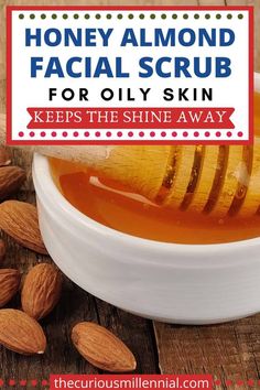 Looking for diy oily skin remedies? Here is an easy diy honey almond scrub for oily skin. This honey almond facial scrub has almond and honey as its ingredients, both of which are great home remedies for oily skin. Learn how to make this homemade facial scrub, benefits of almond honey facial scrub for oily and acne prone skin. #oilyskin #diyskincare #scrub #diy #diyoilyskinremedies #naturalskincare Remedies For Oily Skin