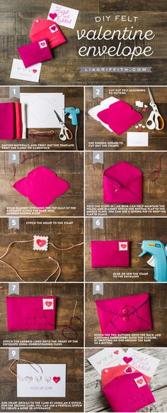 how to make valentine envelopes out of paper and scissors - step by step instructions