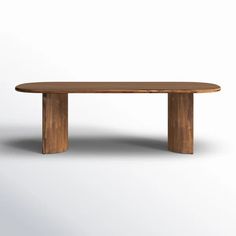 an oval wooden table on a white background