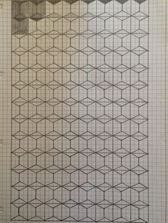 graph paper with lines and shapes drawn on it in different directions, including the top half of