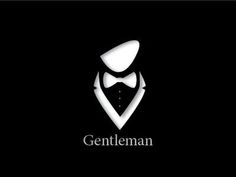 the gentleman logo is black and white with a tuxedo on it's lapel