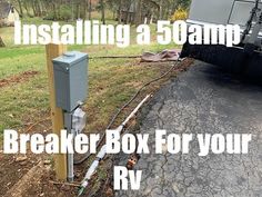 a box for your rv is installed in the back yard with wires attached to it