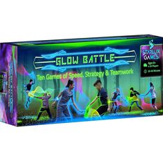 the glow battle board game is in its box