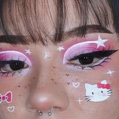 𝐡𝐞𝐥𝐥𝐨 𝐤𝐢𝐭𝐭𝐲 Dark Brown Makeup, Hello Kitty Make-up, Kitty Makeup, 20 Makeup, Rave Fits, Hello Kitty Makeup, Fun Makeup