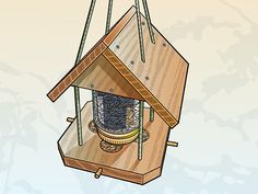 a bird house with two birds inside it