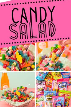 candy salad collage with text overlay