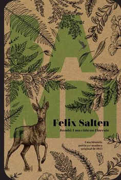 a book cover with an image of a deer surrounded by plants