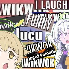 some anime characters with different expressions on their faces and words above them that say i laugh