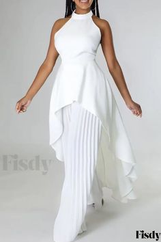 Fisdy - Elegante Conjunto Casual Negro de Dos Piezas con Sólido Patchwork, Diseño Asimétrico, Cuello O y Estilo Sin Mangas All White Casual Outfits For Women, All White Outfit Women, Petite Styling, Dubai Outfits, Wide Leg Pant Suit, Elegante Y Chic, Collection Ideas, White Fashion Casual, Corset Fashion