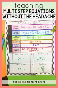 multi-step-equations Teaching Two Step Equations, Gen Math, Solving Multi Step Equations, Integer Operations, Multi Step Equations, Special Education Math, Two Step Equations, Grade 6 Math