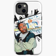 a man with his arms crossed in front of a graffiti wall iphone case / skin