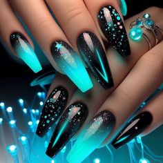 When you love my designs, please don't forget to follow my profile :) Bright Gel Nail Designs, Halloween Wedding Nails, Purple And Blue Nails, Led Nails, Chrome Nail Designs, Tiffany Nails, Purple Chrome Nails, Purple Chrome, Short Almond Nails