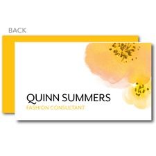 two business cards with the words quin summers written on one side and an image of yellow flowers on the other