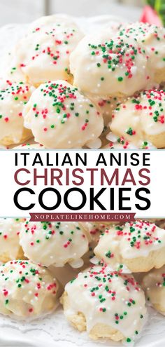 These Good Italian Anise Christmas Cookies are traditional Christmas cookies with a tasty anise glaze and topped with nonpareils. These homemade cookies are the best Italian dessert recipe! Save this pin. Anise Cookie Recipe, Italian Anise Cookies, Xmas Cookies Recipes, The Best Christmas Cookies, Christmas Cookies Recipe, Anise Cookies, Traditional Christmas Cookies, Christmas Cookie Recipes Holiday