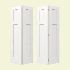 two tall white doors are shown against a yellow background