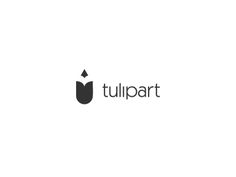 the logo for tullipart is shown in black and white, with an arrow pointing