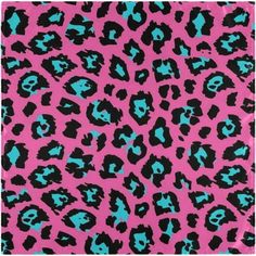 a pink and black leopard print fabric with blue spots on the bottom half of it