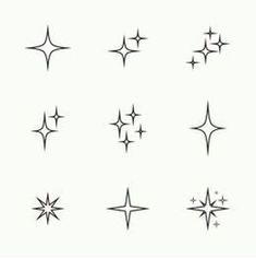 the stars are drawn in black and white on a white background, each with different shapes