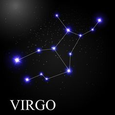 the zodiac sign virgo on a black background