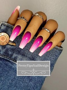 Quotes On Summer, Time Nails, Spirit Fingers, Summer Nail Ideas, Pink Ombre Nails, Sassy Nails, Amazing Nails, Ombre Acrylic Nails