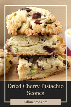 Dried Cherry Pistachio Scones Dried Cherry Desserts, Dried Sweet Cherries Recipe, Recipes With Candied Cherries, Dried Fruit Scones, Holiday Scones Recipe, Recipes For Dried Cherries, Pistachio Cherry Cookies, Dried Cherries Recipes, Recipe Using Dried Cherries