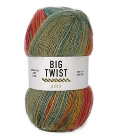 a ball of yarn that is multicolored and has the words big twist on it