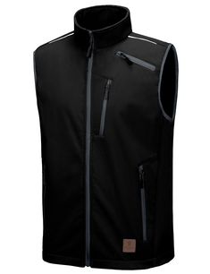 men's softshell vest with zippers on the front and side pockets