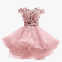 Poofy Blush Pink Dress Knee Length With Lace And Off The Shoulder Sleeves Nude Prom Dresses, Dama Dresses, Quince Dress, Blush Pink Dresses, Pink Homecoming Dress, Red Dress Women, Party Gown, Red Dress Boutique, Short Prom