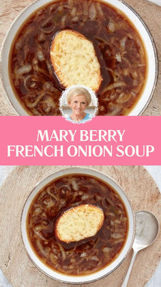 Mary Berry French Onion Soup Christmas Soups, Betr Recipes, Easy Soup Recipes Quick, Mary Berry Recipes, British Baking Show Recipes, Mary Berry Recipe, Berry Recipes, French Onion Soup Recipe, Onion Soup Recipes