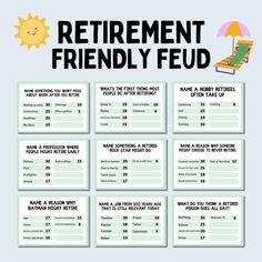 an image of a printable coup sheet with the words, retirement friendly fed