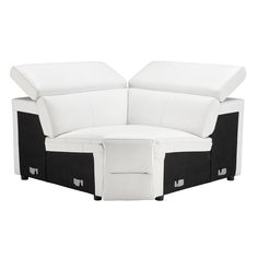 a white and black couch with two recliners on it's back end