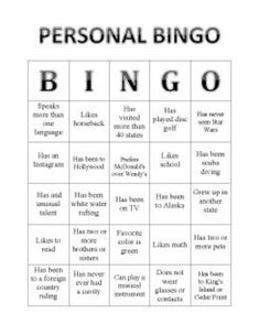 a printable game with the words, personal bingo and other things to play on it