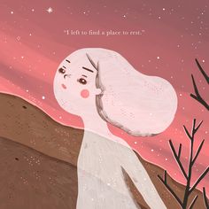 an illustration of a girl looking up at the sky