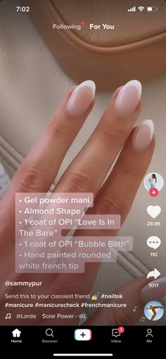 Powder Dip Wedding Nails, Matching Mani Pedi Ideas Neutral Nails, Natural Dip Powder Nails Oval, Bubble Bath With White Tip Nails, Bach Nails Bridesmaid, Short Proposal Nails, White Tip Powder Dip Nails, Neutral Dip Nails Almond, Fun But Neutral Nails