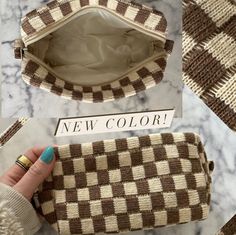 "Pouch carry all for your make up, jewelry, keys, phone, hair accessories, and more! Zipper Closure Size: 7\"W x 4\"H x 3\"D 3 Color Options:  1. Brown / Blue Fair Isle Print: fabric lining 2. Brown / Tan Checkered: Plastic lining 3. Green / White Checkered: fabric lining Checkered Cosmetic Bag | Travel Pouch | Pencil Case | Retro Checker Print | Makeup Bag \\\\ SHIPPING //  We work hard to get all orders out within 1 - 5 business days. Please note that during sales and holidays process time may Checkered Pencil Case, Trendy Square Travel Pouch, Trendy Beige Pouch Cosmetic Bag, Rectangular Brown Cosmetic Bag, Brown Rectangular Pouch For Personal Use, Brown Pouch Cosmetic Bag Gift, Brown Pouch Cosmetic Bag For Gift, Brown Rectangular Cosmetic Bag With Zipper, Beige Rectangular Zipper Pouch