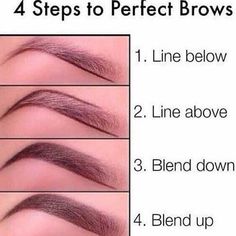 4 Steps to Perfect Brows Bentuk Alis, Mekap Mata, Eyebrow Makeup Tips, Smink Inspiration, Beauty Make-up, Makeup Beginners, Makijaż Smokey Eye, Perfect Eyebrows, Eyebrow Tutorial