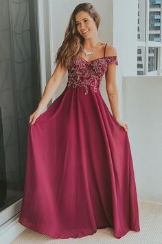 Dress With Gold Details, Burgundy Maxi Dress, Cute Short Dresses, Saved By The Dress, Formal Dress Shops, Trendy Boutique, Off Shoulder Fashion, Embroidered Maxi Dress, Cute Boutiques