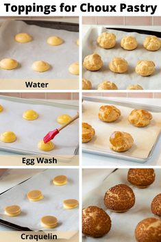 the steps to making baked pastries on a baking sheet