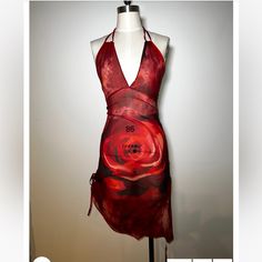 In Perfect Condition. Only Worn Once Kim Shui, Silk Chiffon Dress, Silk Print Dress, Red Silk, Silk Chiffon, Low Back, Chiffon Dress, Pretty Dresses, Fashion Inspo Outfits