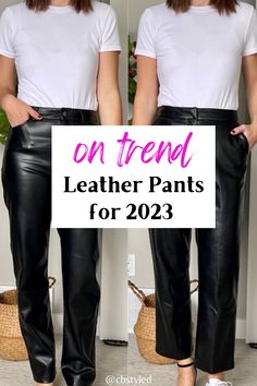 Leather Pant Looks, Leather Pant Summer Outfit, Black Faux Leather Wide Leg Pants Outfit, How To Style Wide Leg Leather Pants, How To Dress Up Faux Leather Pants, How To Dress Leather Pants, Tops For Leather Pants, Crop Leather Trousers Outfit, Black Leather Crop Pants Outfit