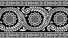 a black and white pattern with an ornate design on the bottom, in two different colors