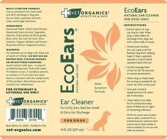 the label for eco - spas ear cleaner with an orange flower and leaves on it