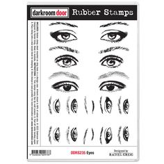 the darkroom door rubber stamps features an image of eyes and eyebrows