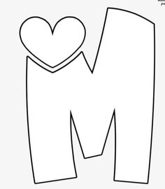 the letter m with a heart cut out from it's back and on top