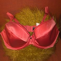 Color: Coral, 2 Hook Closure, Satin Uk 38ff = 38h Pink Low-cut Padded Bra, Low-cut Padded Pink Bra, Pink Underwire Bra For Party, Party Pink Bra With Padded Cups, Pink Padded Party Bra, Pink Low-cut Bra With Removable Pads, Pink Party Bra With Lined Body, Low-cut Pink Bra With Removable Pads, Low-cut Pink Bra With Lined Body